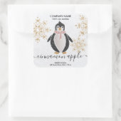 Penguin Glitter Kerstmis winter Square Stick Vierkante Sticker (Tas)