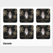 Penguin Glitter Kerstwinter Vierkante Sticker (Vel)