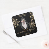 Penguin Glitter Kerstwinter Vierkante Sticker (Envelop)