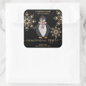 Penguin Glitter Kerstwinter Vierkante Sticker (Tas)