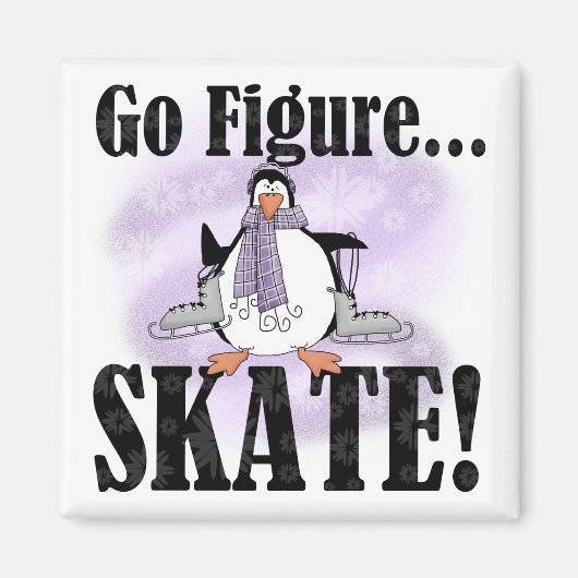 Penguin Go Figuur Schaats T-shirts en geschenken Magneet (Voorkant)