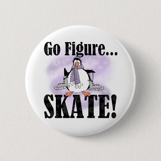 Penguin Go Schaats afbeelding Ronde Button 5,7 Cm (Voorkant)