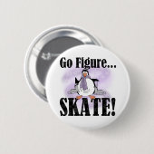 Penguin Go Schaats afbeelding Ronde Button 5,7 Cm (Voorkant /achterkant)