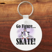 Penguin Go Schaats afbeelding Sleutelhanger (Voorkant)