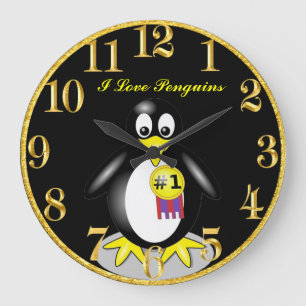 Penguin Gold Clock Grote Klok