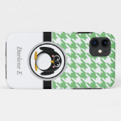 Penguin Green & White Houndstooth iPhone 5 Hoesje (Achterkant (horizontaal))