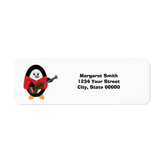 Penguin Guitar Musician Personalize Return Address Etiket (Voorkant)