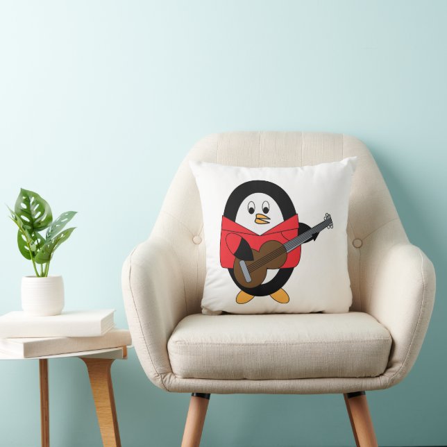 Penguin Guitar Schattige Musician Kussen (Stoel)