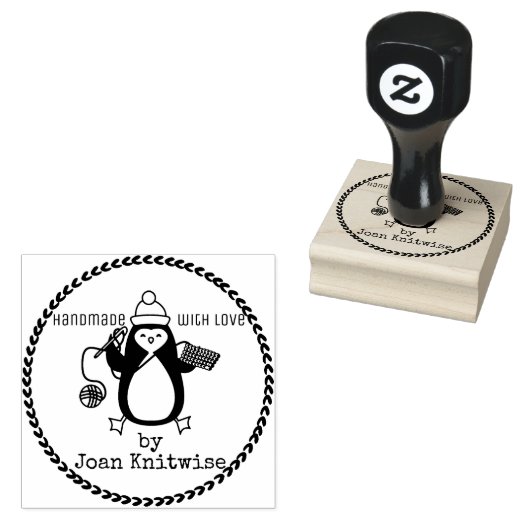 Penguin haak garen Kerstmis handgemaakt door Rubberstempel (Gestempeld)
