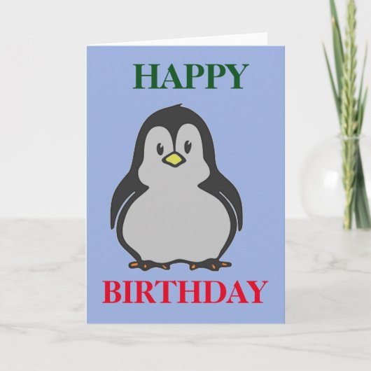Penguin Happy Birthday Groeten Kaart (Voorkant)