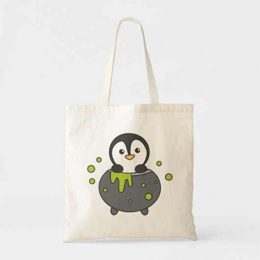 Penguin Happy Halloween Cauldron Bat Canvas tas (Voorkant)