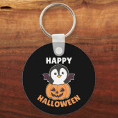 Penguin Happy Halloween Pumpkin Bat Costume Sleutelhanger (Voorkant)