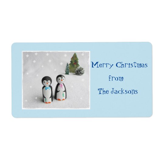 Penguin Happy kerstcadeau-Label Etiket (Voorkant)