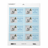 Penguin Happy kerstcadeau-Label Etiket (Full Sheet)