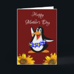 Penguin Happy Moederdag Gevouwen Wenskaart Kaart<br><div class="desc">Zonnebloem Happy Moederdag Folded Wenskaart</div>