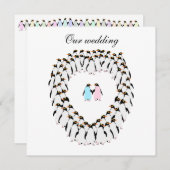 Penguin hart bruiloft uitnodiging (Voorkant / Achterkant)