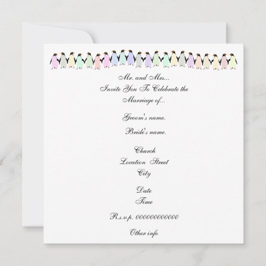 Penguin hart bruiloft uitnodiging (Achterkant)