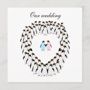 Penguin hart bruiloft uitnodiging