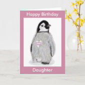 Penguin Hart verjaardagskaart dochter moeder etc. Kaart (Gele Bloem)