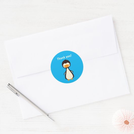 Penguin Hartelijk dank Ronde Sticker (Envelop)