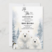 Penguin He or She Evergreen Winter Gender Reveal  Kaart (Voorkant)