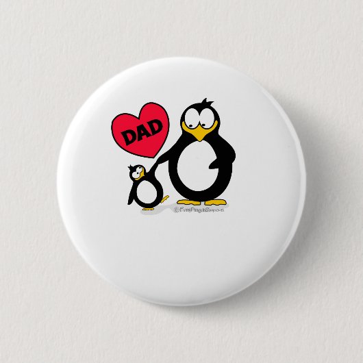 Penguin Heart Dad Ronde Button 5,7 Cm (Voorkant)