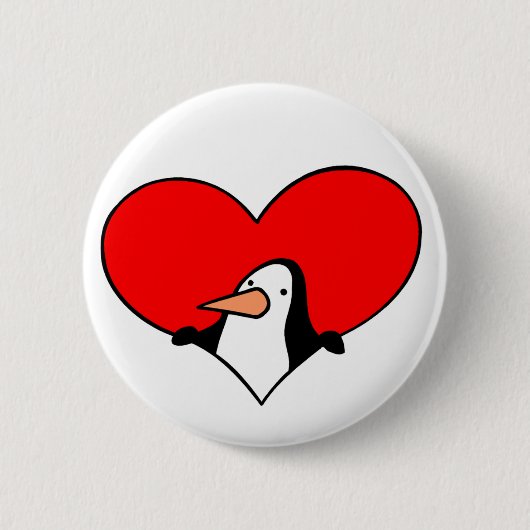 Penguin Heart-knop Ronde Button 5,7 Cm (Voorkant)