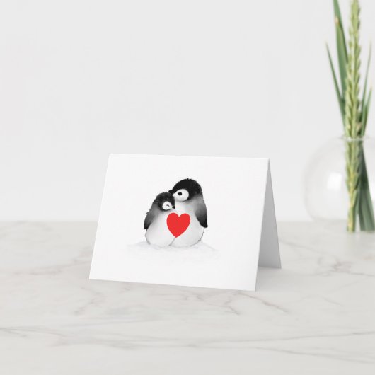 Penguin Heart Valentijnsdag Card Feestdagen Kaart (Voorkant)