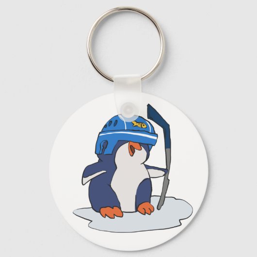 Penguin hockey | achtergrondkleur kiezen sleutelhanger (Voorkant)