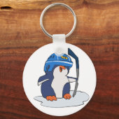 Penguin hockey | achtergrondkleur kiezen sleutelhanger (Voorkant)