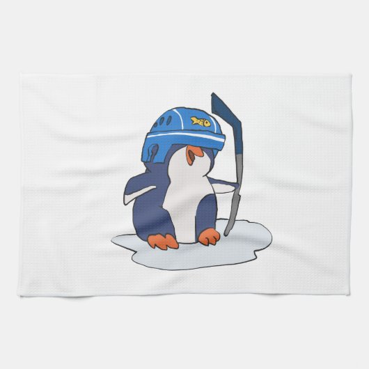 Penguin hockey | achtergrondkleur kiezen theedoek (Horizontaal)