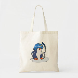 Penguin hockey achtergrondkleur kiezen tote bag