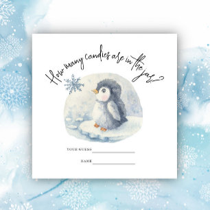Penguin - Hoeveel snoepjes baby shower spel Informatiekaartje