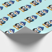 Penguin Holding a Dreidel in Hanukkah Cadeaupapier (Hoek)
