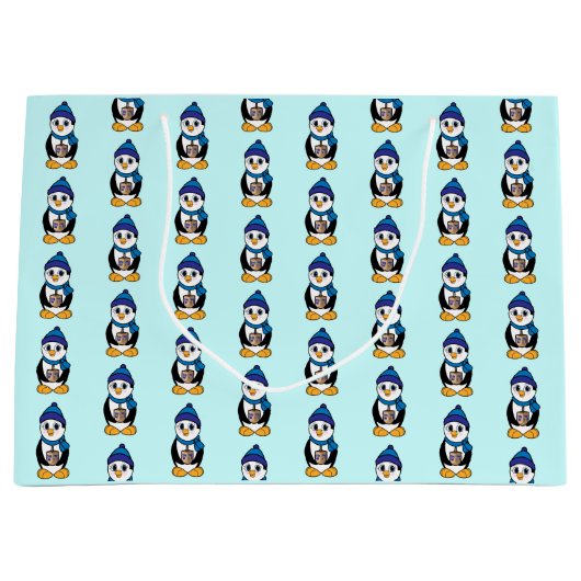 Penguin Holding a Dreidel in Hanukkah Groot Cadeauzakje (Voorkant)