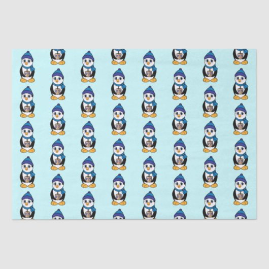Penguin Holding a Dreidel in Hanukkah Tissuepapier (Voorkant)