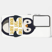 Penguin holding a sign with custom message samsung galaxy hoesje (Linkerkant)