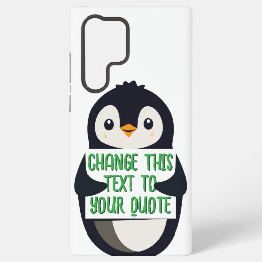 Penguin holding a sign with custom message samsung galaxy hoesje (Achterkant)