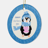 Penguin Holding Cadeau Baby Ornament (Links)