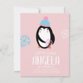 Penguin Holding Snowflakes Winter Birthday Kaart (Voorkant)