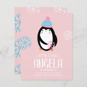 Penguin Holding Snowflakes Winter Birthday Kaart
