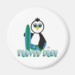 Penguin Holding Surf Board met zonnebril surfer Magneet