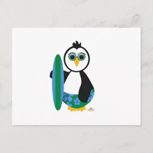 Penguin Holding Surven Board met zonnebril Briefkaart