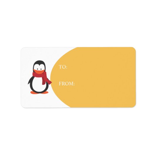 Penguin Holiday Gift Label-marigold Etiket (Voorkant)
