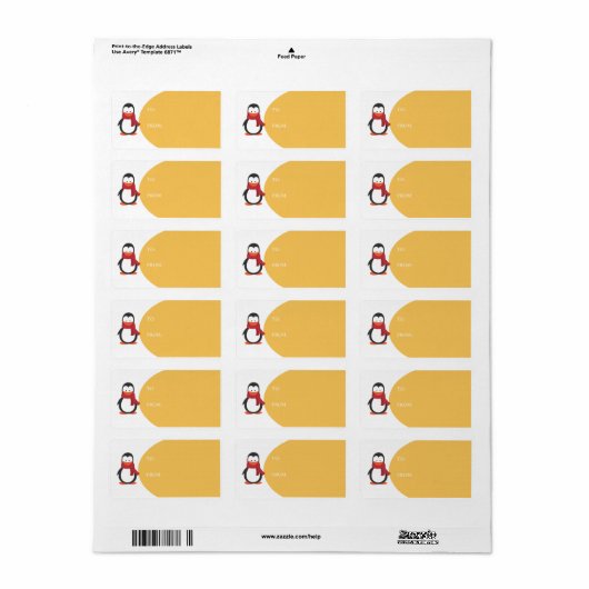 Penguin Holiday Gift Label-marigold Etiket (Full Sheet)