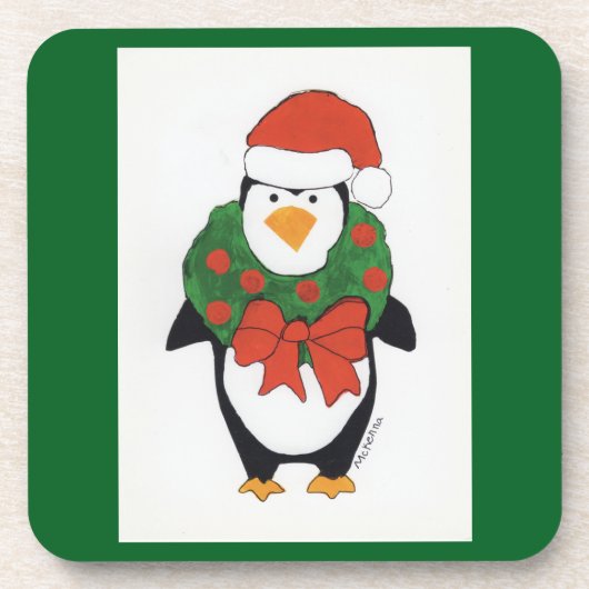 Penguin Holiday - Kinder kunst voor CHOC Bier Onderzetter (Voorkant)