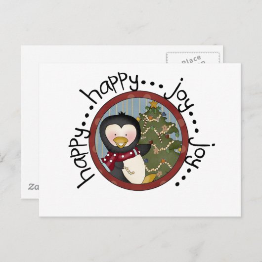 Penguin Holiday T-shirts en cadeautjes Feestdagenkaart (Voorkant / Achterkant)