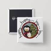 Penguin Holiday T-shirts en cadeautjes Vierkante Button 5,1 Cm (Voorkant /achterkant)