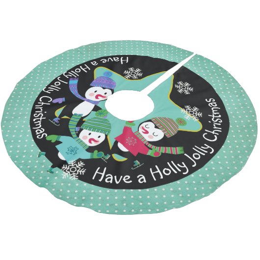 Penguin Holly Jolly 4 Holiday Tree Skirt Kerstboom Rok (Gekanteld)