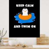 Penguin houdt kalm en draaibaar poster (Keuken)